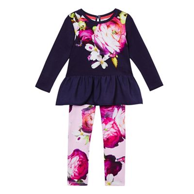 Baker by Ted Baker Girls' purple peplum top and trousers set